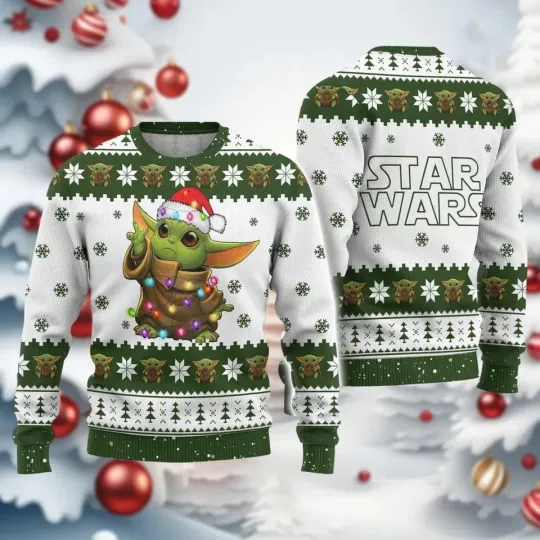 Discover BG Christmas Baby Yoda Ugly Sweater, Star Wars Xmas Sweater, Santa Yoda Ugly Swe