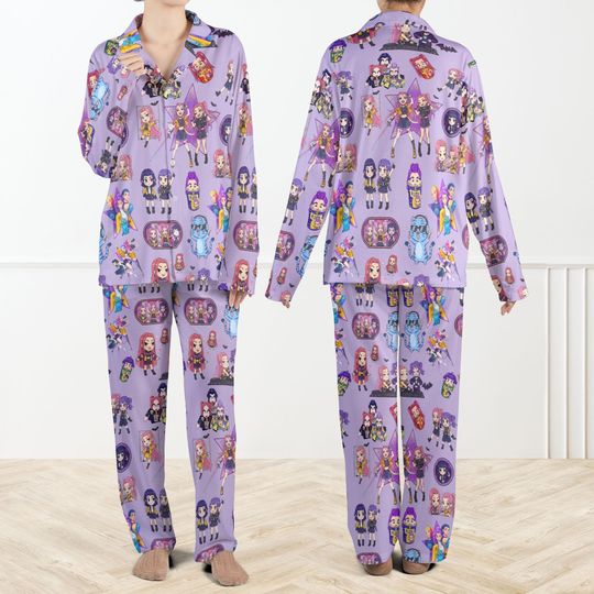 Kpop Demon Hunters Satin Pajama Set For Women And Kids, Kpop Zoey Mira Rumi Derpy Pajamas, Kpop Fan Gift, Huntrix Anime Pajamas, Kpop Gift