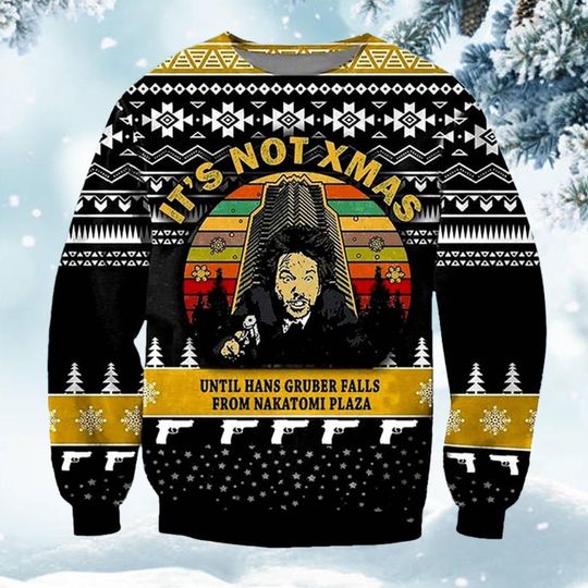 Discover Funny Christmas Movie Ugly Sweater, Its Not Xmas Quote Holiday Jumper, Retro Building Pattern Knit Pullover, Ugly Xmas Party Gift for Him