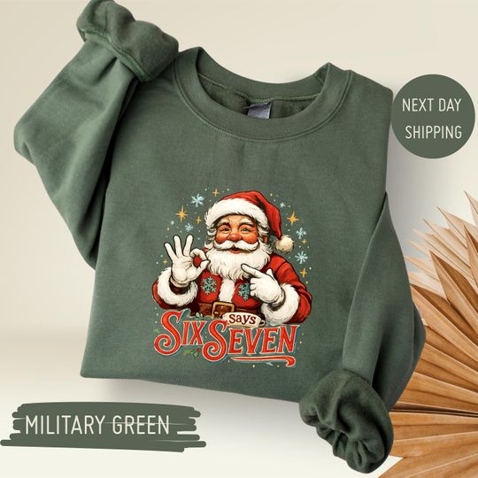 Discover Six Seven Christmas Sweatshirt, 6 7 Xmas Sweater, Funny Holiday Meme Sweatshirt