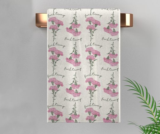 Pretty Spring Flower Subtle F*ck Trump Towel, Bathroom Guest Hand Towel