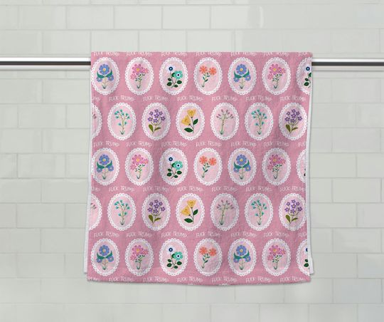 Discover Pretty Flower Subtle F*ck Trump Towel, FDT Dish Towel, Sarcastic Hand Towel