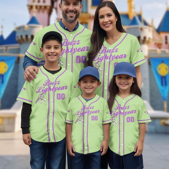 Discover Custom Buzz Lightyear Toy Story Baseball Jersey, Disney Family Matching Baseball Shirt, Baseball Team Gift for Her or Him