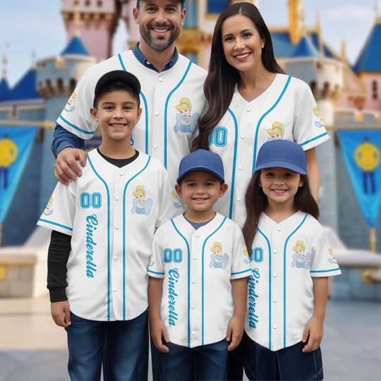 Discover Personalized Cinde Baseball Jersey, Disney Princess Baseball Shirt, Family Matching Jersey for Baseball Fans