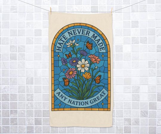 Discover Floral Subtle Protest Hand Towel, FDT Tea Towel for Democrats