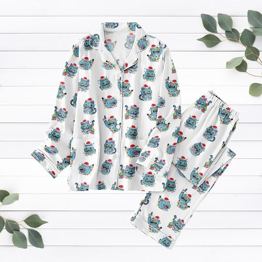 Cute Derpy Tiger Christmas Pajamas, Blue Tiger Matching PJs, Kpop Cosplay Costume, Tiger Movie Pajamas Family, Xmas Gift For Her Him