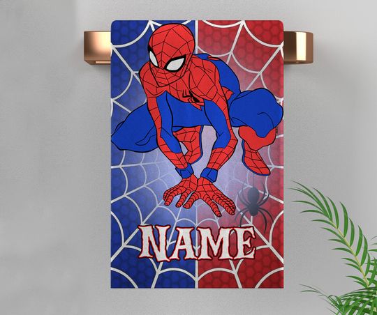 Personalized Spiderman Hand Towel, SuperHeroes Towel