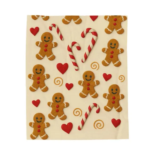 Festive Blanket, Cozy Gingerbread Christmas Blanket, Christmas Fleece Blanket