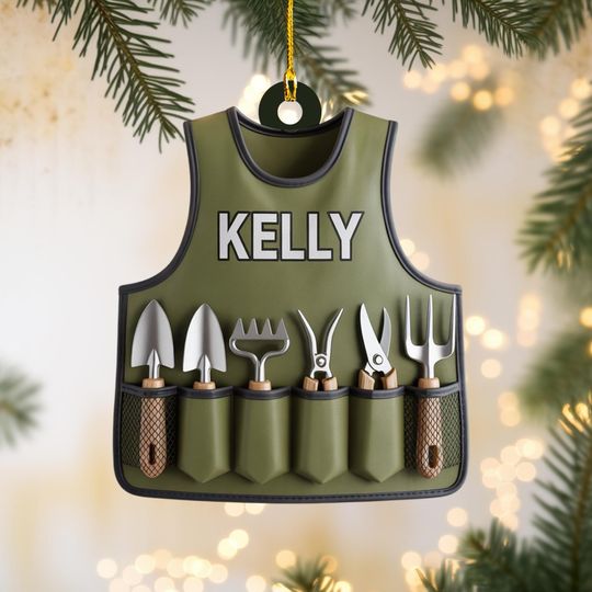 Discover Gardening Vest Design with Tools Christmas Ornament, Tree Hanging Decor, Gift for Gardeners and Plant Lovers