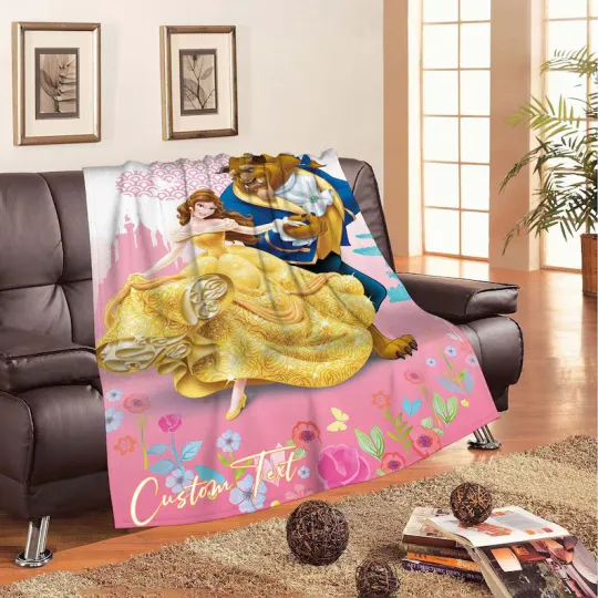 Retro Beauty And The Beast Blankets Custom Name Fleece Blanket
