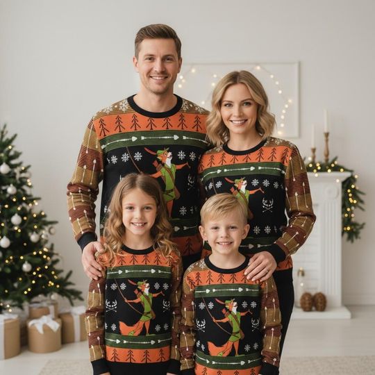 Discover Robin Hood Ugly Christmas Sweater, Funny Xmas Sweater, Cartoon Ugly Sweater, Christmas Gift for Fans