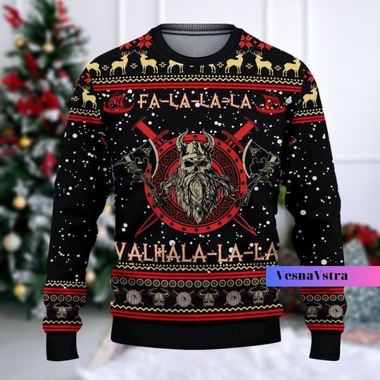 Viking Fa La La Teal Ugly Christmas, Viking Christmas Sweater, Xmas Ugly Sweater, Viking Valhalla Sweater, Ugly Sweater 2024 Shirt