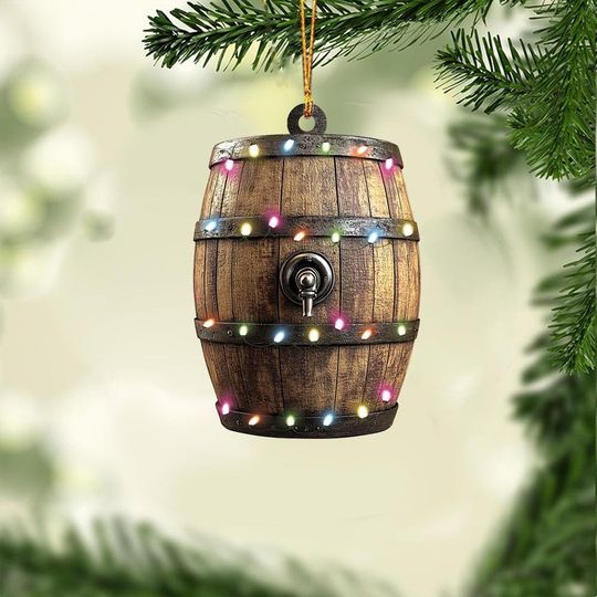 Discover Personalized Oak Barrel Beer Ornament, Oak Beer Barrel Christmas Ornament, Wine Barrels Ornament, Barrel Oak Whiskey Ornament