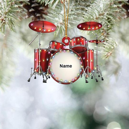 Discover Personalized Drum Ornament, Drum Set Christmas Ornament, Drummer Holiday Ornament, Music Room Ornament Decor, Drum Band Gift
