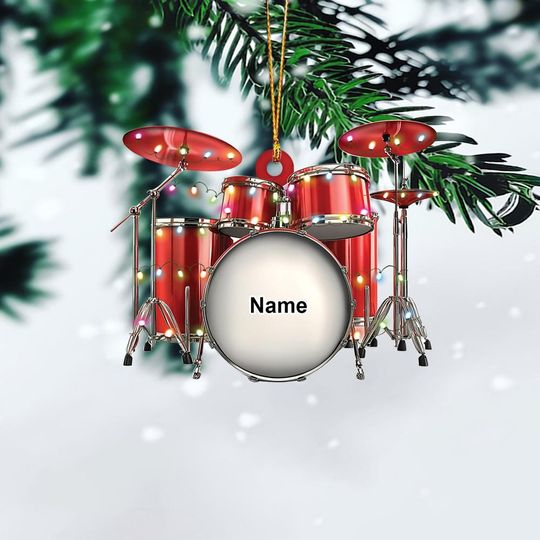 Discover Personalized Drum Ornament, Drum Set Christmas Ornament, Drummer Holiday Ornament, Music Room Ornament Decor, Drum Band Gift