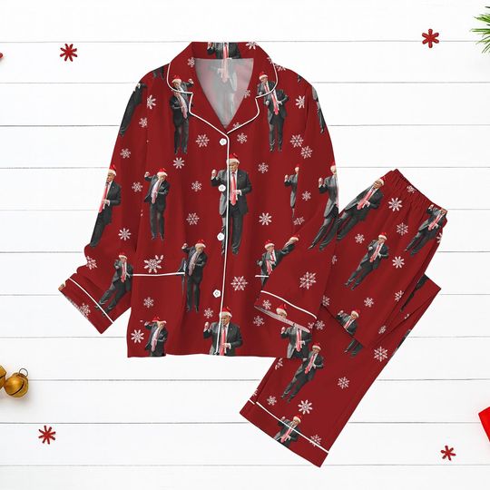 Discover Trump Christmas Pajamas Set, Funny Political Holiday Sleepwear, Cozy Novelty Xmas PJs Gift for Men Women, Xmas Holiday Pjs