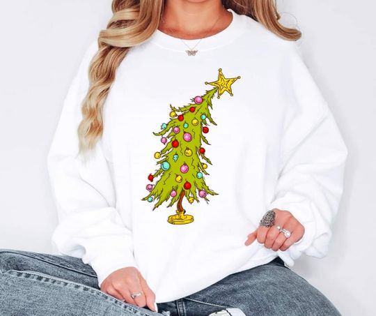 Discover funny character tree sweatshirt, Whoville Christmas sweatshirt, funny character inspired fashion, Holiday party sweatshirt , Christmas family outfit