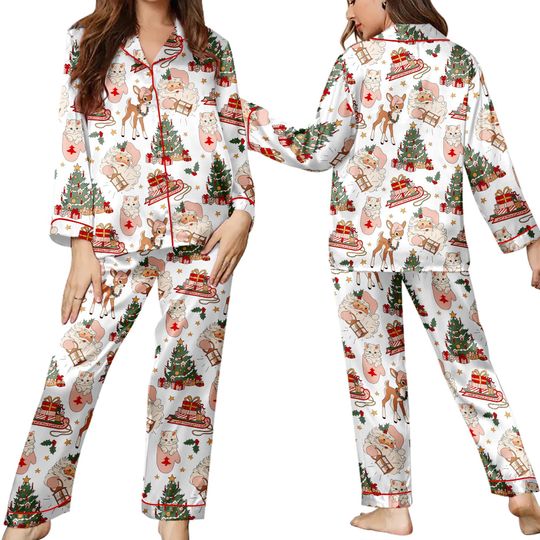 Discover Santa & Reindeer Christmas Pajamas for Women, Festive Holiday Sleepwear