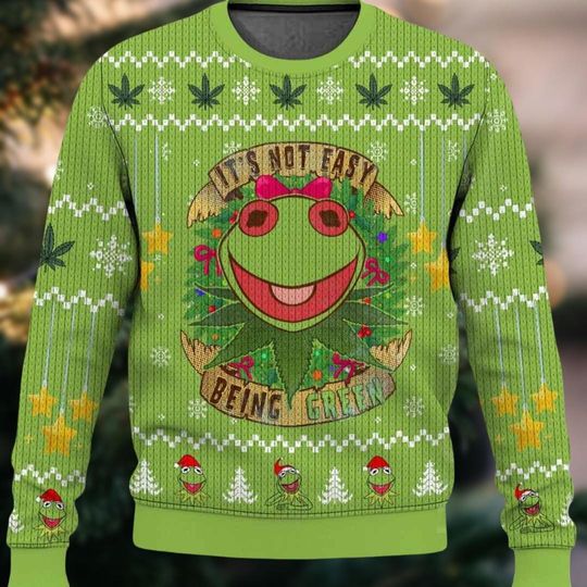 Discover Its Not Easy Being Green Frog Ugly Sweater,  Frog Holiday Sweater For Men Women Kids, Funny Animals Xmas Sweatshirt, Christmas Gifts
