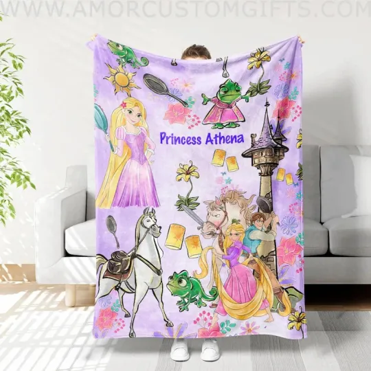 Discover Personalized Rapunzel Blanket - Custom Name Soft Minky Fleece Blanket