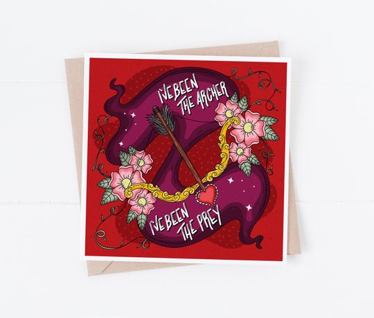 Discover Archer Valentines Day Candy Heart TS Lyric 5.25x5.25 Blank Greeting Card