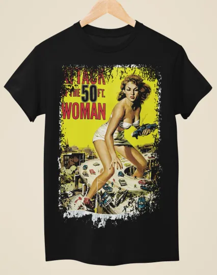 Discover Attack of the 50ft Woman Movie Poster Unisex Black T-Shirt