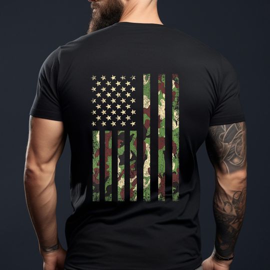Discover Military T-Shirt - Patriotic T-shirt - Military Hoodie - Military Gift T-Shirt - Gifts For Military - USA camouflage American Flag T-shirt