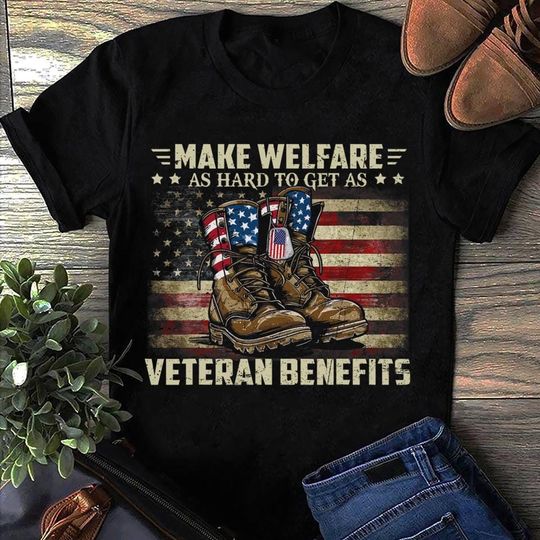 Discover Proud US Veteran T-Shirt: Military Boots Graphic Tee