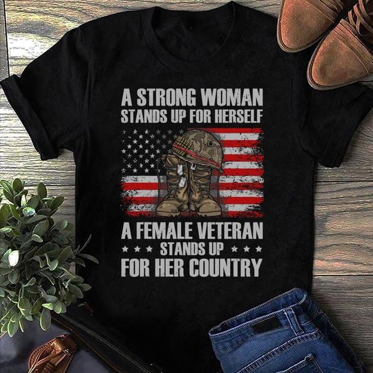 Discover Female Veteran T-Shirt: Patriotic Military Mom Gift