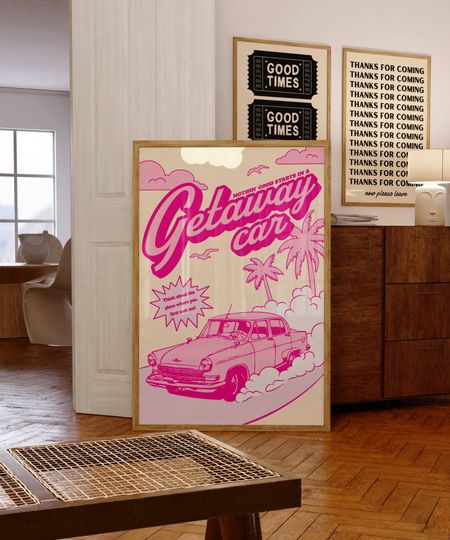 Getaway Retro Typography Printable Wall Art Reputation Print   Music Poster Dorm Room Apartment Decor Music Pink