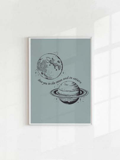 Discover Taylorr Swifts Seven Folklore Moon and Saturn Poster Print