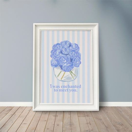 Discover Taylor Print Enchanted to Meet You Poster, Girly College Dorm Blue Decor Wall Art