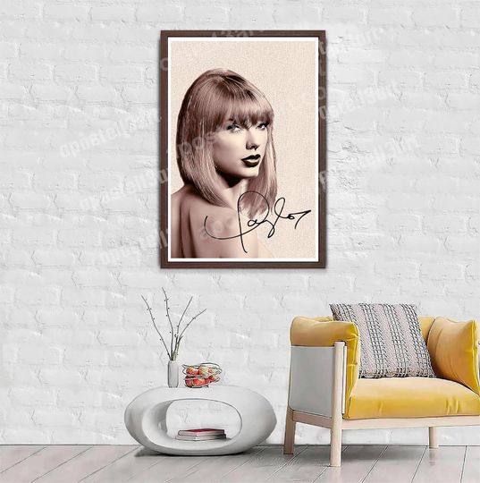 Discover Taylorr Swifts Portrait Painting with Signature - Pop Star Poster Art Print, High Quality Photo Poster, Great Fan Birthday Gift
