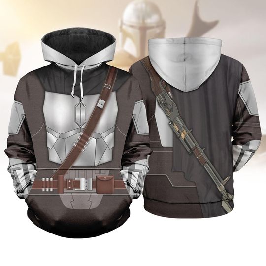 The Mandalorian Cosplay 3D Hoodies, Star Wars Warrior Costume Top, Halloween Unisex Tshirt, Starwars Sweatshirt For Him, Warrior Gifts