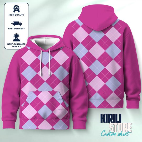 Pink Argyle Costume Sweatshirt, Demon Hunter Hoodie, Demon Inspired Movie, Demon Hunter Gift