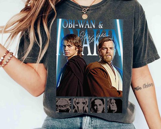 Star Wars Obi-Wan Anakin Skywalker Lightsaber Group Shot T-Shirt, Galaxy's Edge Hollywood Studios