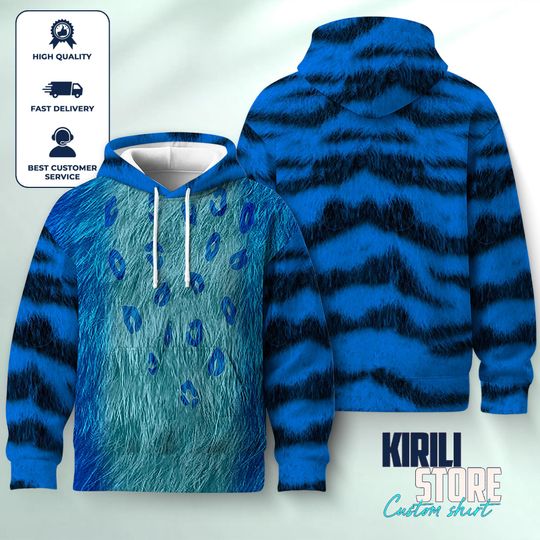 Derpy Tiger Hoodie Funny Tiger Costume Hoodie, Anime Tiger Hoodie, Cosplay Hoodie Outfit, Kpop Merch Sweatshirt, Blue Tiger Shirt Gifts