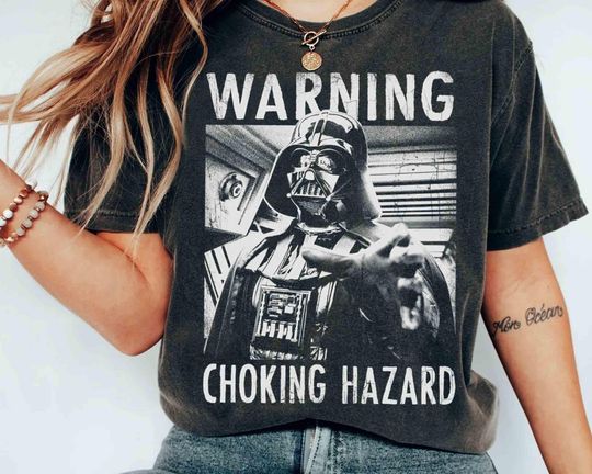Retro Star Wars Darth Vader Choking Hazard T-Shirt, Galaxy's Edge Family Trip Tee, May the Force Be with You Graphic Tee