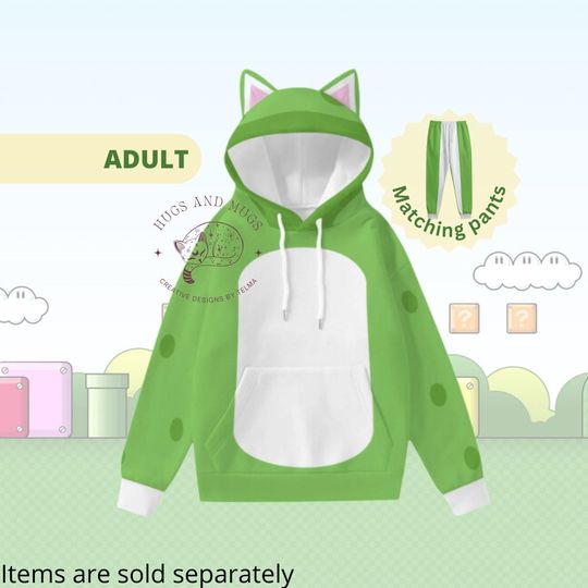 Discover Halloween Cat Luigi Cosplay Hoodie with Ears: Gamer Costume