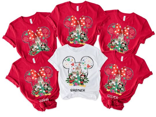 Discover Custom Disney 2025 Family Christmas T-Shirt, Disney Holiday Shirt, Christmas Family Matching Shirt, Disneyland Very Merry Christmas Shirt
