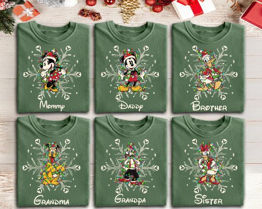 Discover Custom Disney 2024 Family Christmas Shirt, Christmas Family Matching Shirts, Disney Holiday Shirt, All Characters Disney Christmas Shirt