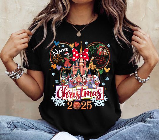 Discover Retro Disney Christmas Family Shirts, Custom Family Christmas Tshirt, Mickey Minnie Christmas Shirt, Disney Matching, Christmas Family Tee