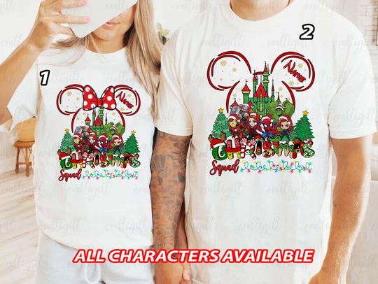 Discover Custom Disney Avengers Family Matching, Marvel Christmas Superhero Team Shirt, Avengers Comic Xmas Lights Shirt, WDW Holiday Boy Girl Outfit