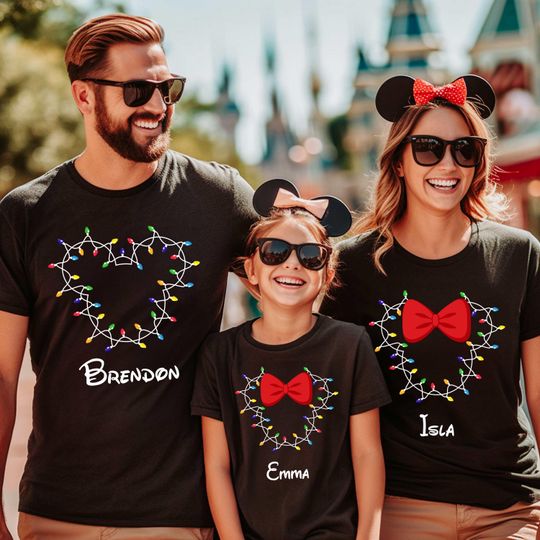 Discover Disney Christmas Lights T-Shirts, Personalized Holiday Family Outfit