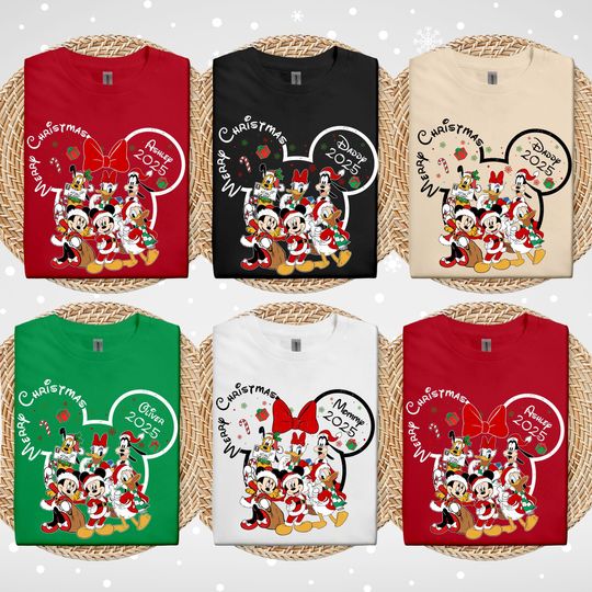 Discover Custom Disney Christmas Shirt, Personalized 2025 Disney Christmas Shirt, Matching Family Disney Christmas Shirt, Disney Trip 2026 Christmas