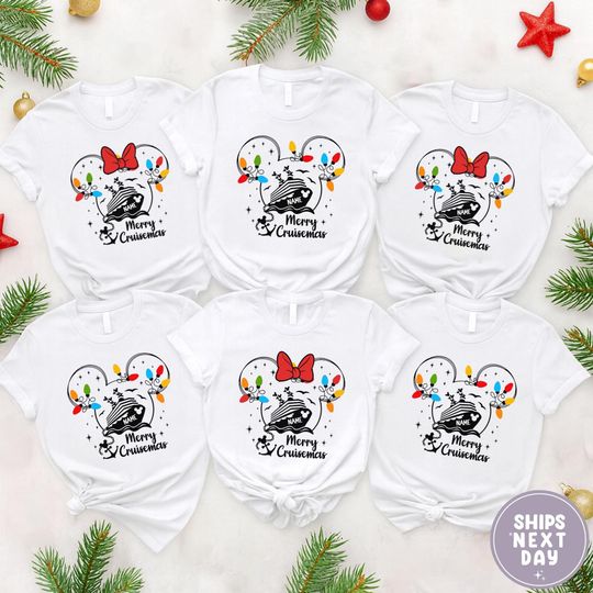 Discover Personalized Merry Cruisemas Shirt, Matching Disney Cruise Shirt, Family Christmas Holiday Vacation Shirt, Disney Family Trip Shirt Gift