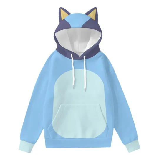 Discover Blue Sister BlueyDad Family Costume Cosplay - Adult Hoodie With Dog Cat Ears