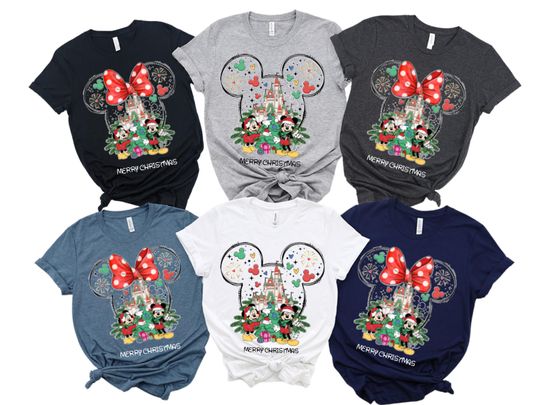 Discover Custom Disney 2025 Family Christmas Shirts, Disney Castle Christmas Tee, Disney Holiday Shirt, Christmas Family Matching Shirt