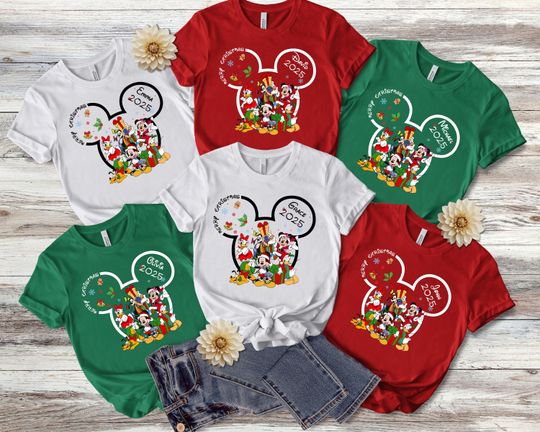 Discover Custom Disney Christmas Shirt, Personalized 2025 Disney Christmas Shirt, Matching Family Disney Christmas Shirt, Disney Trip 2026 Christmas