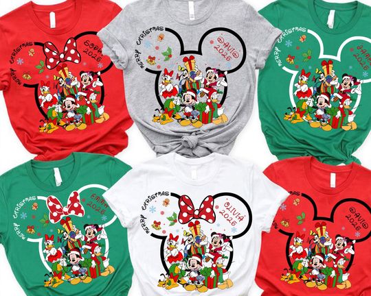 Discover Custom Family Christmas PNG: Mouse & Friends, Matching Shirts (Digital Download)